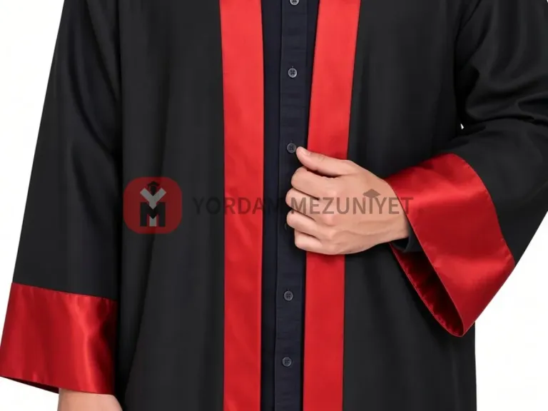 Üniversite mezuniyet cübbesinin yaka ve manşet detayı