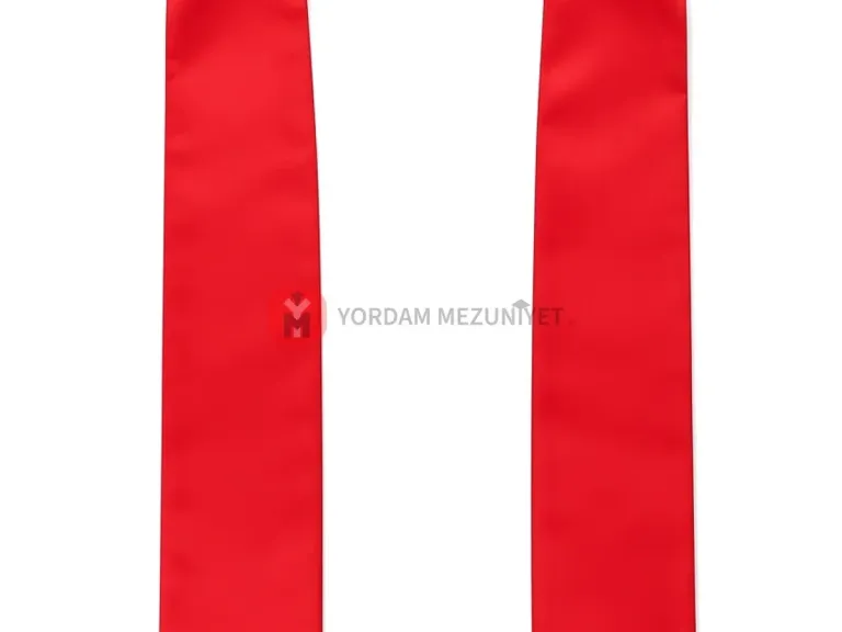 Kırmızı mezuniyet atkısı Model 1, üçgen uçlu ve düz yakalı