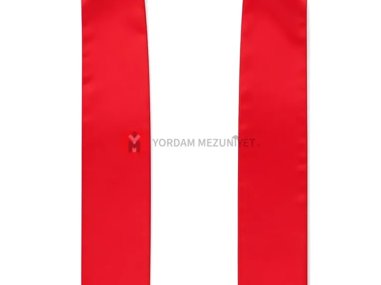 Kırmızı mezuniyet atkısı Model 3, düz uçlu